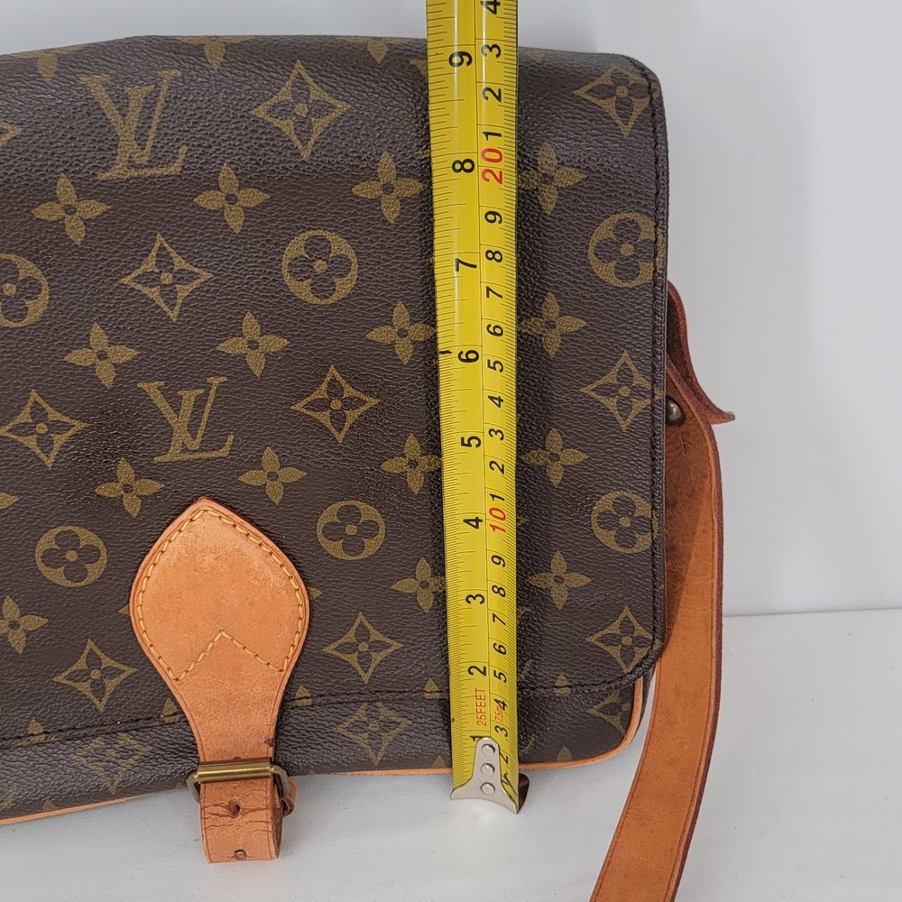 Louis Vuitton Cartouchiere Monogram Canvas Crossbody Bag Vintage Brown Leather - Picture 16 of 16